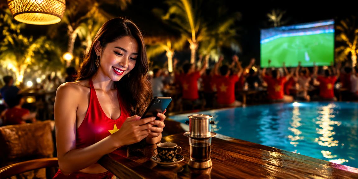 Người chơi dùng điện thoại trải nghiệm casino tại bãi biển Mũi Né